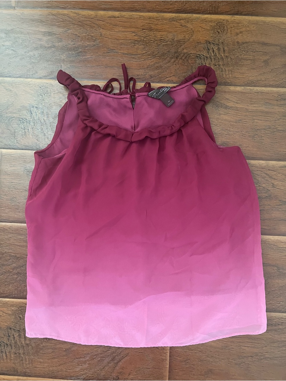 Women’s Ombre Ruffle Halter Cami - Berry Pink
